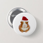 Guinea Schwein im Hut des Weihnachtsmannes Button (Vorne & Hinten)