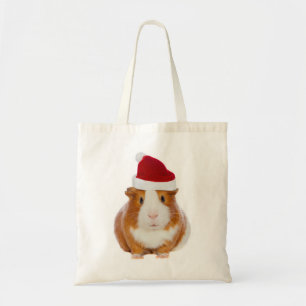 Guinea Schwein im Hut des Weihnachtsmannes Tragetasche