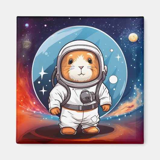 Guinea Schwein im Weltraum Magnet (Vorne)