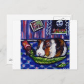 Guinea Schwein isst Mama Pflanze Postkarte (Vorne/Hinten)