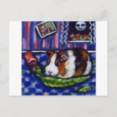 Guinea Schwein isst Mama Pflanze Postkarte (Vorderseite)