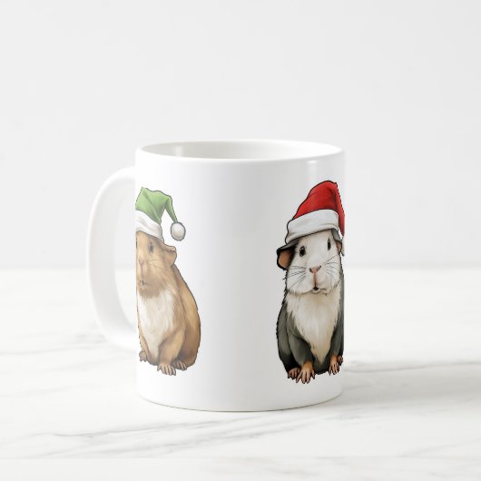 Guinea Schwein Niedlich in Weihnachten Vibes Xmas Kaffeetasse (Vorderseite Links)