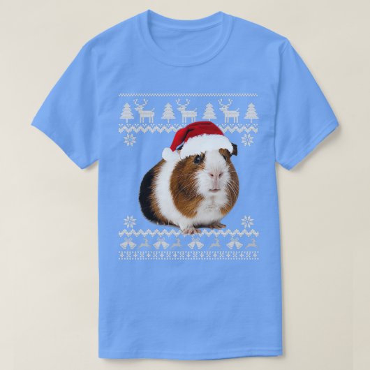 Guinea Schwein Weihnachtsbaum Lichter Santa (2) T-Shirt (Design vorne)