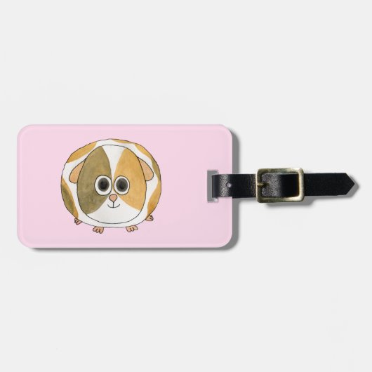 Guinea Schweinchen auf Rosa. Gepäckanhänger (Vorderseite horizontal)