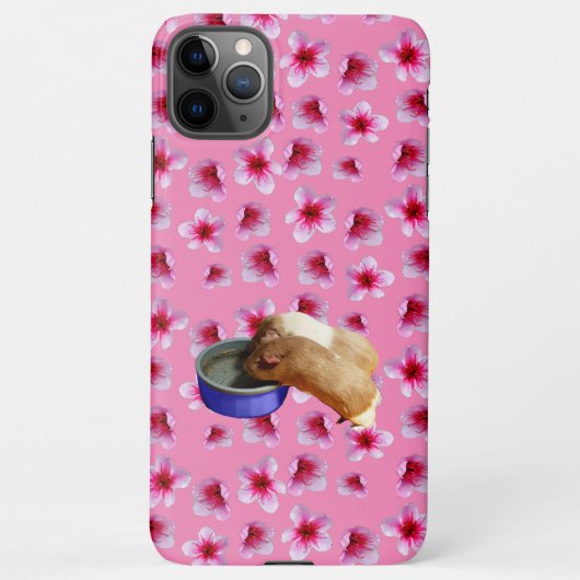 Guinea Schweine auf rosa Blüten, iPhone Hülle (Rückseite)