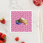 Guinea Schweine auf rosa Blüten, Serviette (Beispiel)