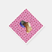 Guinea Schweine auf rosa Blüten, Serviette (Ecke)