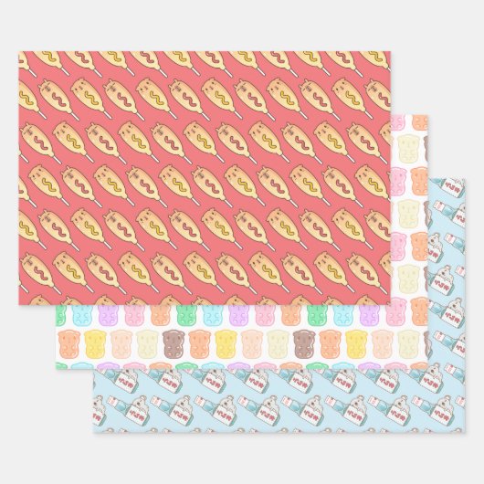 Guinea Schweine, Capybara und Koala mit Lebensmitt Geschenkpapier Set (Set)