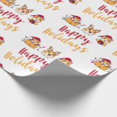 Guinea Schweine Happy Holidays Red Hats Funny Geschenkpapier (Ecke)