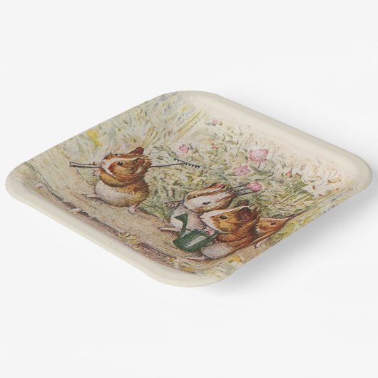 Guinea Schweine im Garten pflanzen Pappteller (Gewinkelt)