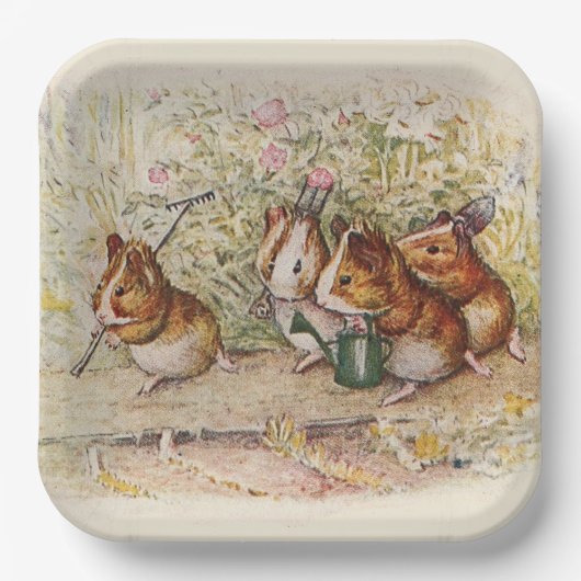 Guinea Schweine im Garten pflanzen Pappteller (Vorderseite)