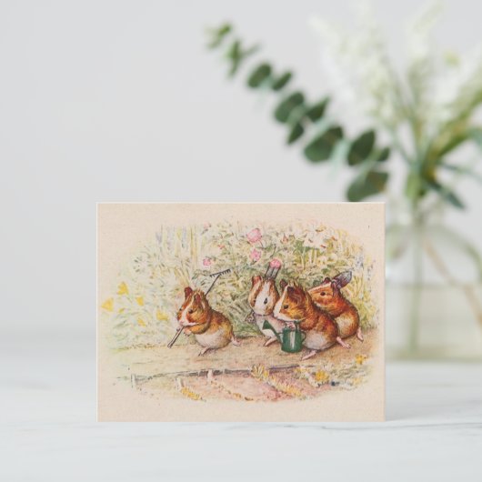 Guinea Schweine im Garten pflanzen Postkarte (Stehend Vorderseite)