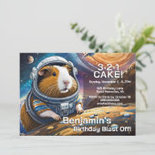 Guinea Schweine im Weltraum, Countdown bis Geburts Einladung (Stehend Vorderseite)