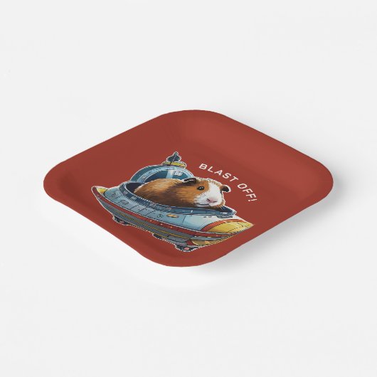 Guinea Schweine im Weltraum! Retro Astronaut Explo Pappteller (Gewinkelt)