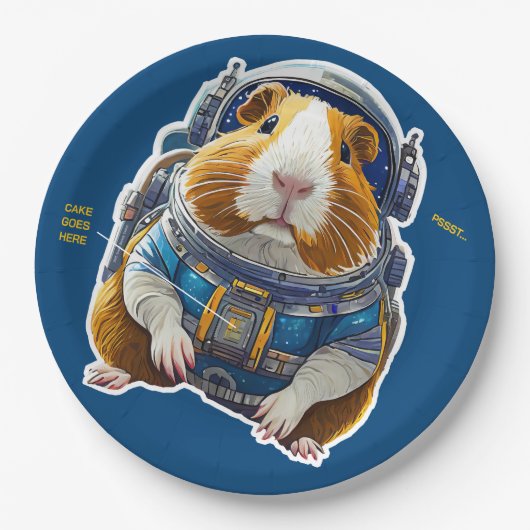 Guinea Schweine im Weltraum! Retro Astronaut Explo Pappteller (Vorderseite)