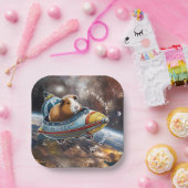 Guinea Schweine im Weltraum! Retro Astronaut Explo Pappteller (Party)