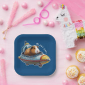 Guinea Schweine im Weltraum! Retro Astronaut Explo Pappteller (Party)