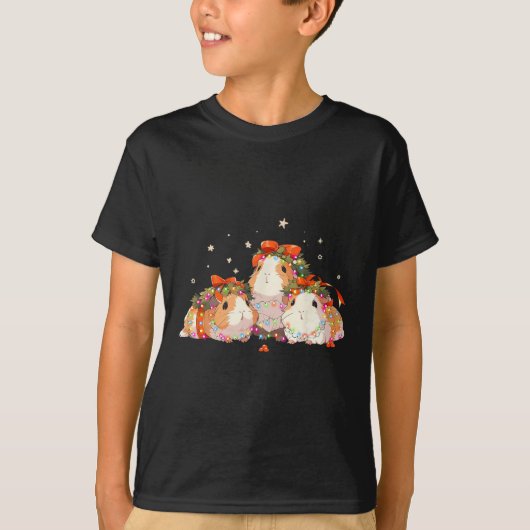 Guinea Schweine in der Guinea Weihnachtslicht vers T-Shirt (Vorderseite)