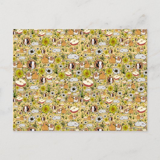 Guinea Schweine in Gelb Postkarte (Vorderseite)