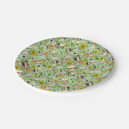 Guinea Schweine in Grün Pappteller (Schrägansicht)