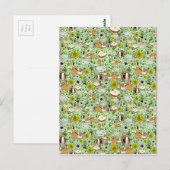 Guinea Schweine in Grün Postkarte (Vorne/Hinten)