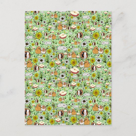 Guinea Schweine in Grün Postkarte (Vorderseite)