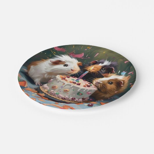 Guinea Schweine Party Pappteller (Schrägansicht)