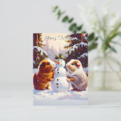 Guinea Schweine & Schneemann Weihnachten (Stehend Vorderseite)