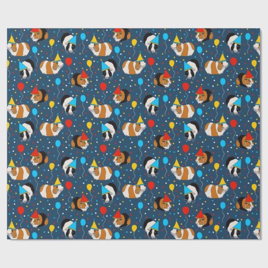 Guinea Schweine und Balloons Gemustert zum Geburts Geschenkpapier (Flach)