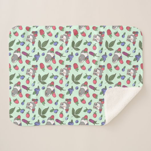 Guinea Schweine- und Beerenmuster im Minzgrün Sherpadecke (Vorderseite (Horizontal))