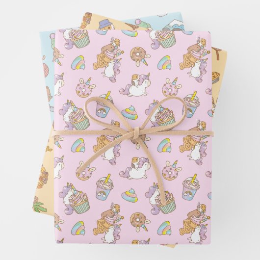 Guinea Schweine und Capybara Muster Set von drei Geschenkpapier Set (Beispiel)