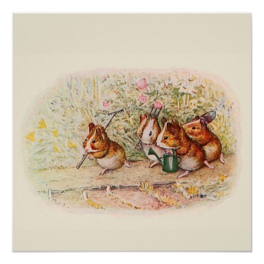 Guinea Schweine und Gartenwerkzeuge Poster (Vorderseite)