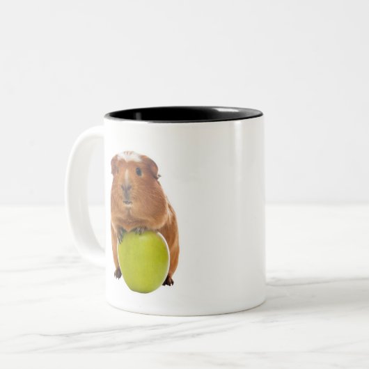 Guinea Schweine und grüner Apfel Zweifarbige Tasse (Vorderseite Links)