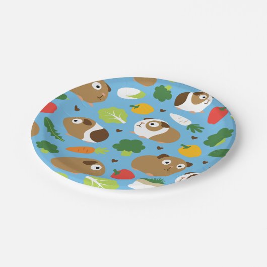 Guinea Schweine und ihre Leckereien Pappteller (Schrägansicht)