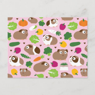 Guinea Schweine und ihre Leckereien Postkarte