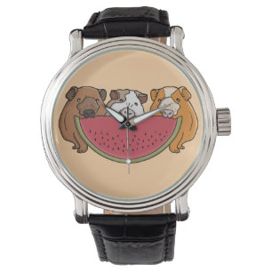 Guinea Schweine und Wassermelone Illustration Armbanduhr