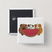 Guinea Schweine und Wassermelone Illustration Button (Vorne & Hinten)