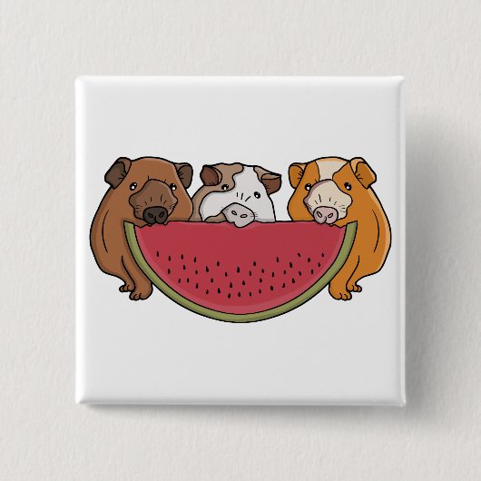 Guinea Schweine und Wassermelone Illustration Button (Vorderseite)