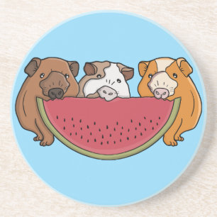 Guinea Schweine und Wassermelone Illustration Getränkeuntersetzer