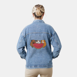 Guinea Schweine und Wassermelone Illustration Jeansjacke