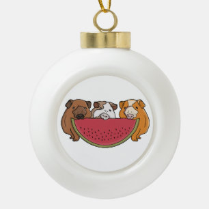 Guinea Schweine und Wassermelone Illustration Keramik Kugel-Ornament