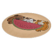 Guinea Schweine und Wassermelone Illustration Schneidebrett (Ecke)
