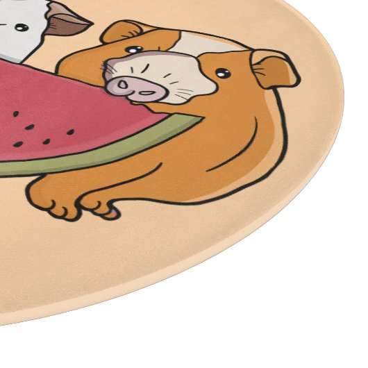 Guinea Schweine und Wassermelone Illustration Schneidebrett (Ecke)