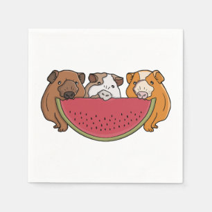 Guinea Schweine und Wassermelone Illustration Serviette