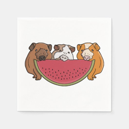 Guinea Schweine und Wassermelone Illustration Serviette (Vorderseite)