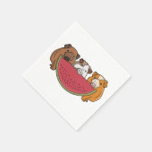 Guinea Schweine und Wassermelone Illustration Serviette (Ecke)