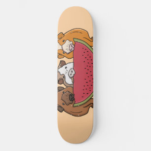 Guinea Schweine und Wassermelone Illustration Skateboard