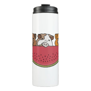 Guinea Schweine und Wassermelone Illustration Thermosbecher