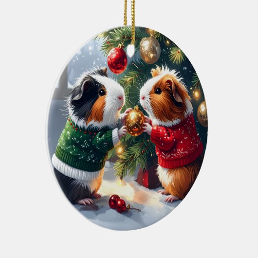 Guinea Schweine & Weihnachtsbaum Weihnachten Keramik Ornament (Rechts)