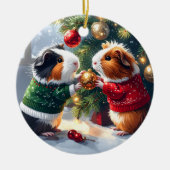 Guinea Schweine & Weihnachtsbaum Weihnachten Keramik Ornament (Vorne)